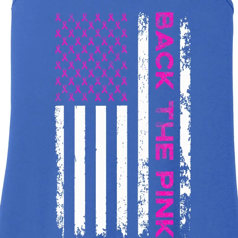 Back The Pink Breast Cancer Awareness Flag Ladies Essential Tank