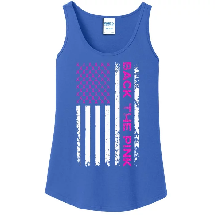 Back The Pink Breast Cancer Awareness Flag Ladies Essential Tank