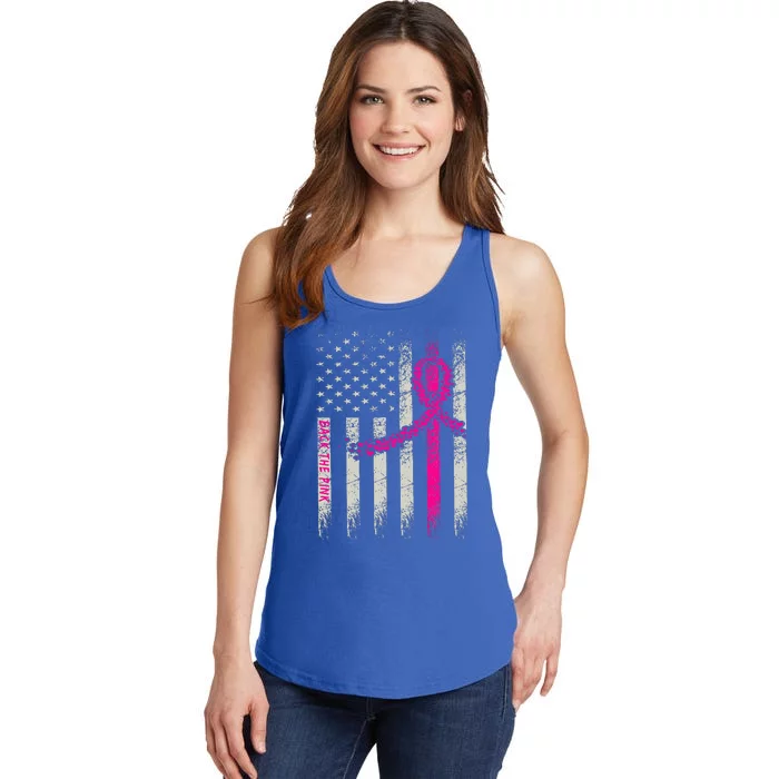 Back The Pink Breast Cancer Awareness Flag Ladies Essential Tank