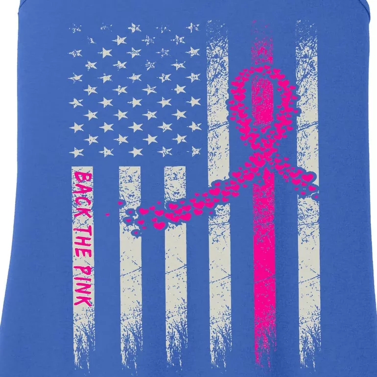 Back The Pink Breast Cancer Awareness Flag Ladies Essential Tank