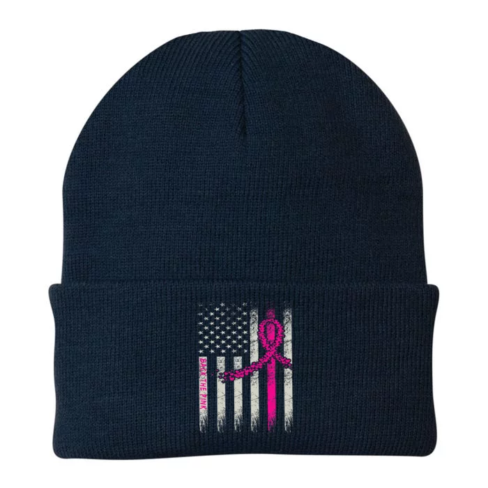 Back The Pink Breast Cancer Awareness Flag Knit Cap Winter Beanie