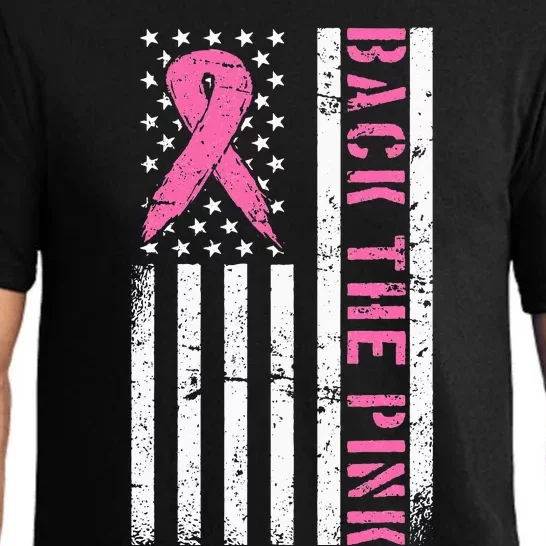 Back The Pink US Flag Breast Cancer Awareness Pajama Set