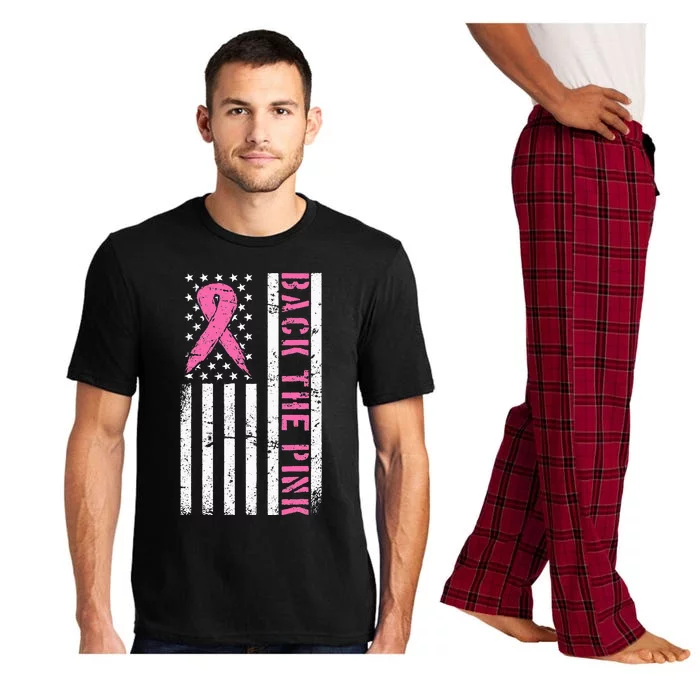 Back The Pink US Flag Breast Cancer Awareness Pajama Set