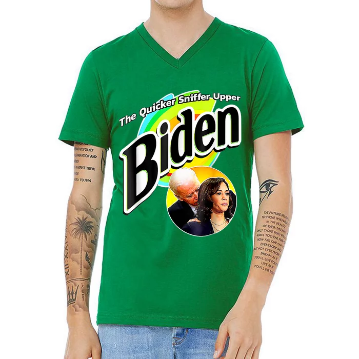 Biden The Quicker Sniffer Upper V-Neck T-Shirt