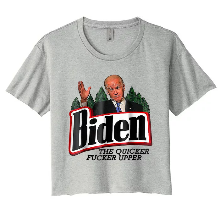 Biden The Quicker F'er Upper Women's Crop Top Tee