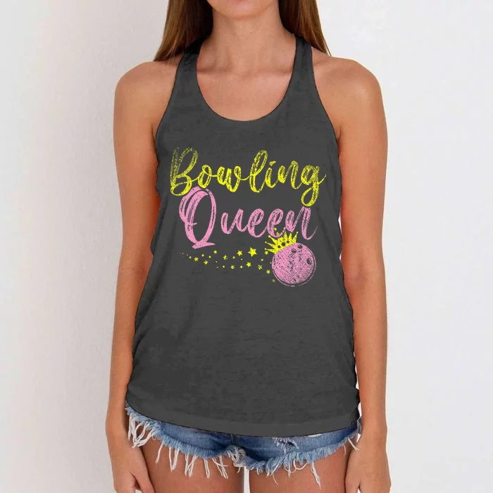 Bowling Team Queen Gift Bowling Women's Knotted Racerback Tank