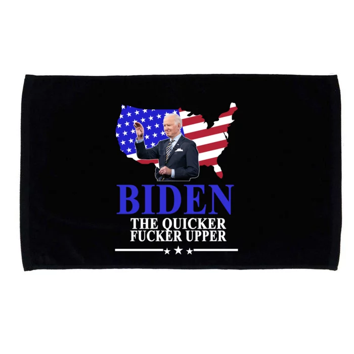 Biden The Quicker Fucker Upper American Flag Design Microfiber Hand Towel