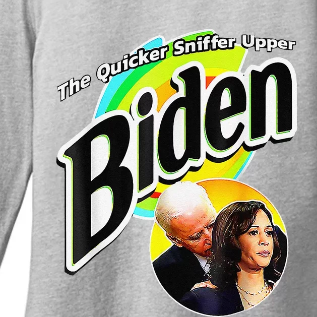 Biden The Quicker Sniffer Upper Funny Womens CVC Long Sleeve Shirt