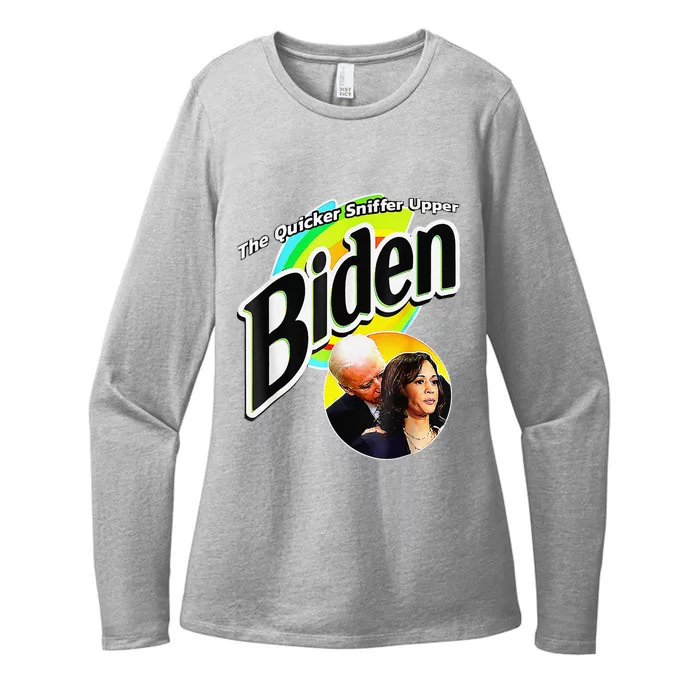 Biden The Quicker Sniffer Upper Funny Womens CVC Long Sleeve Shirt