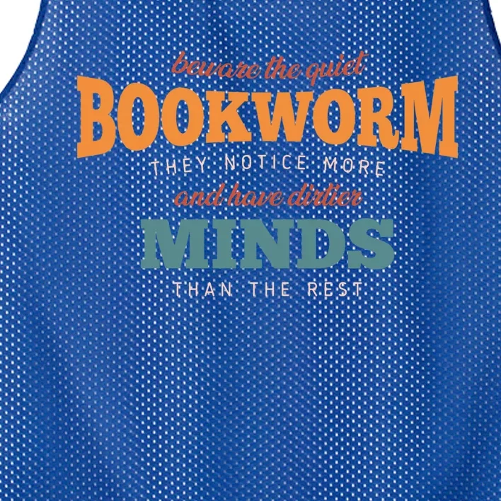 Beware The Quiet Bookworm Meaningful Gift Mesh Reversible Basketball Jersey Tank