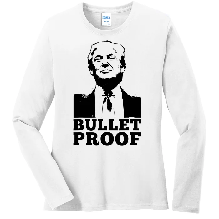 Bulletproof Trump Resilient Leader Design Ladies Long Sleeve Shirt