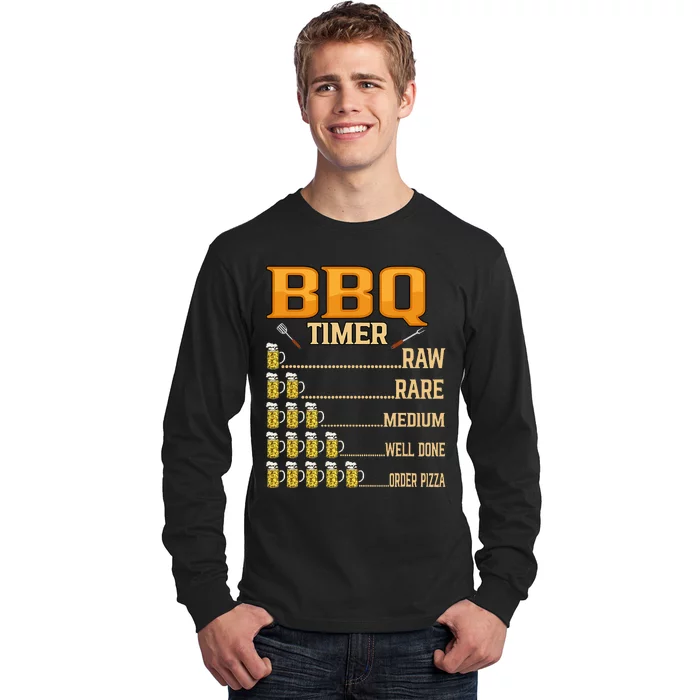 BBQ Timer Raw Rare Medium Well Done Grill Lovers Long Sleeve Shirt