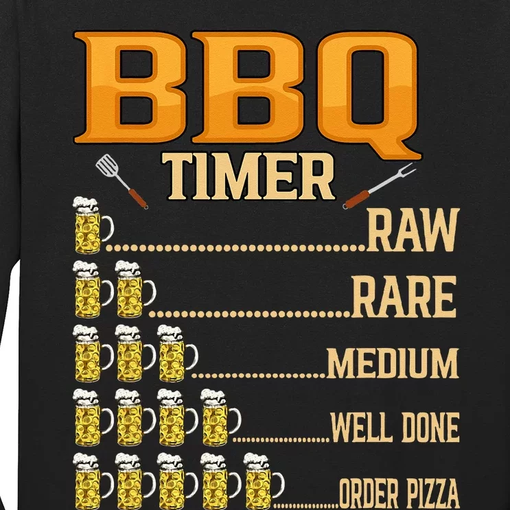 BBQ Timer Raw Rare Medium Well Done Grill Lovers Long Sleeve Shirt