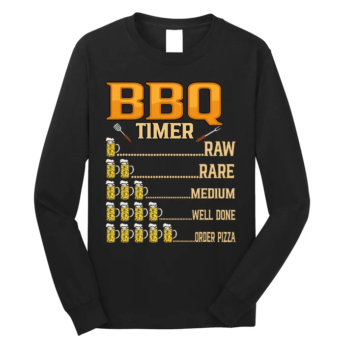 BBQ Timer Raw Rare Medium Well Done Grill Lovers Long Sleeve Shirt