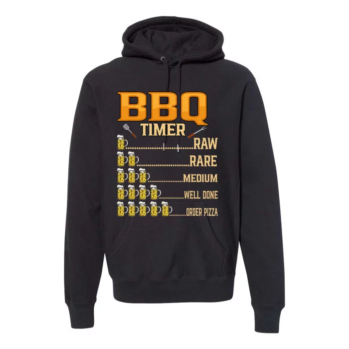 BBQ Timer Raw Rare Medium Well Done Grill Lovers Premium Hoodie