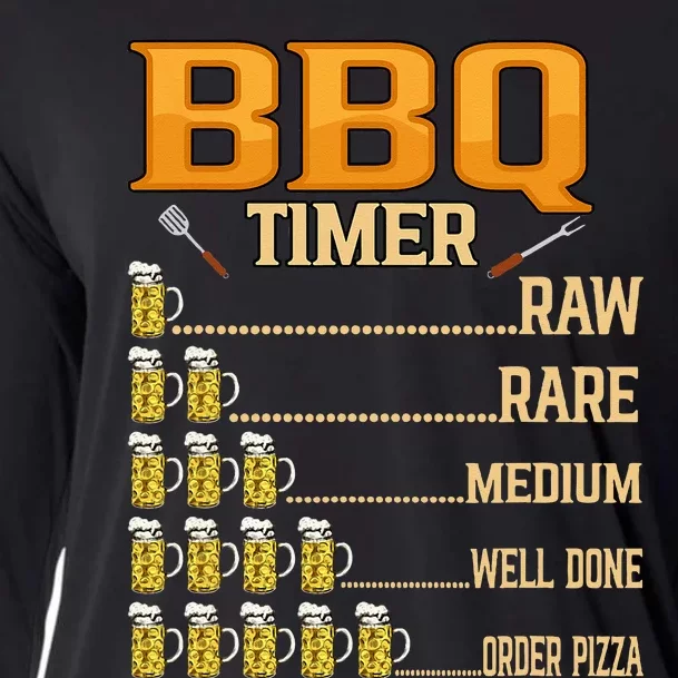 BBQ Timer Raw Rare Medium Well Done Grill Lovers Cooling Performance Long Sleeve Crew