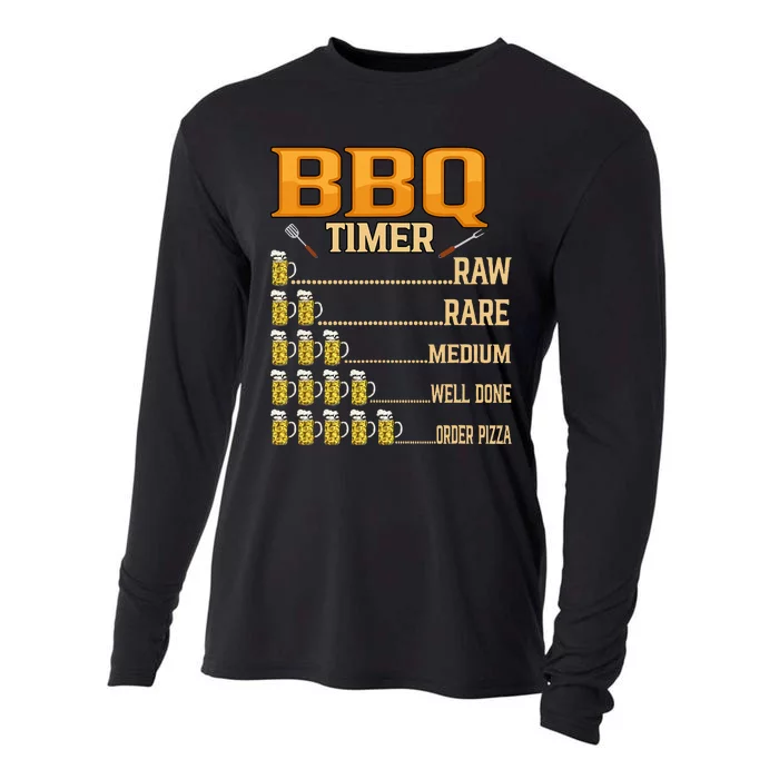 BBQ Timer Raw Rare Medium Well Done Grill Lovers Cooling Performance Long Sleeve Crew