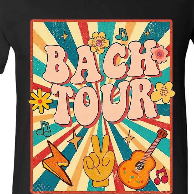 Bach Tour Retro 60s 70s Theme Bridesmaid Bachelorette Party V-Neck T-Shirt