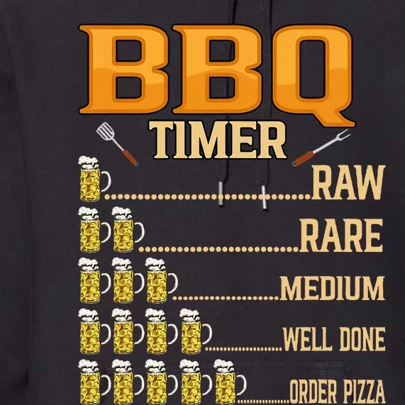 BBQ Timer Raw Rare Medium Well Done Grill Lovers Premium Hoodie