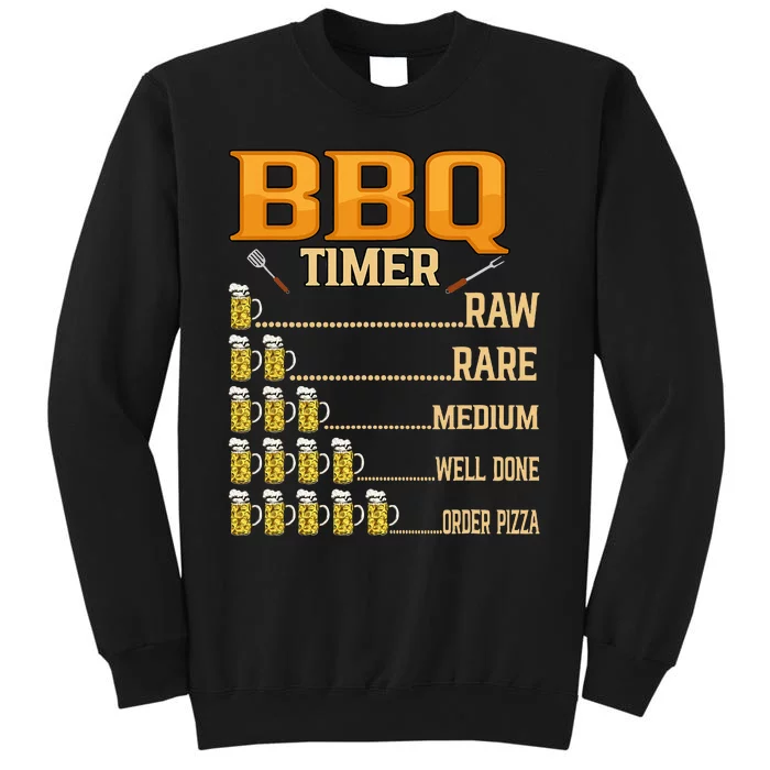 BBQ Timer Raw Rare Medium Well Done Grill Lovers Tall Sweatshirt