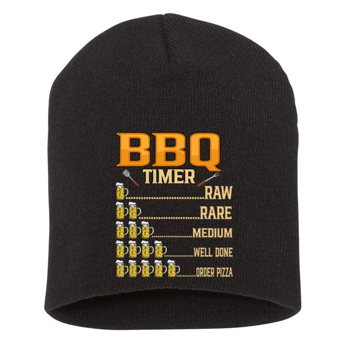 BBQ Timer Raw Rare Medium Well Done Grill Lovers Short Acrylic Beanie