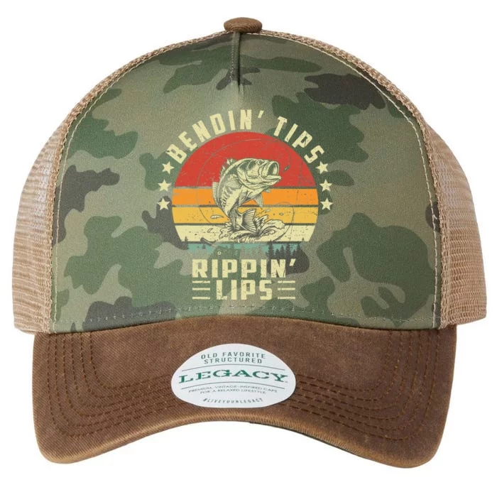 Bendin Tips Rippin Lips Vintage Fishing Lover Fisherman Legacy Tie Dye Trucker Hat