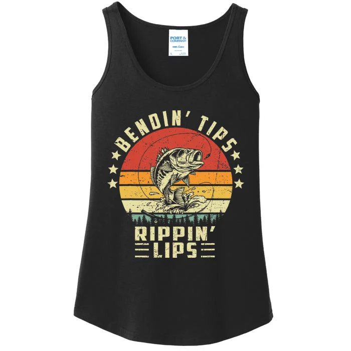 Bendin Tips Rippin Lips Vintage Fishing Lover Fisherman Ladies Essential Tank