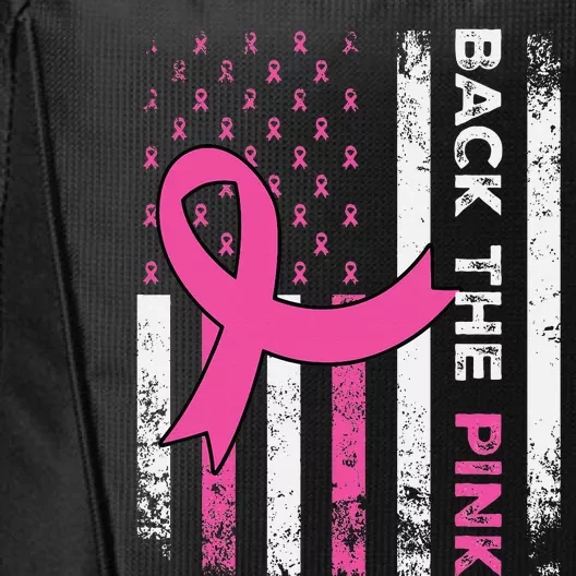 Back The Ribbon American Flag Breast Cancer Awareness City Backpack