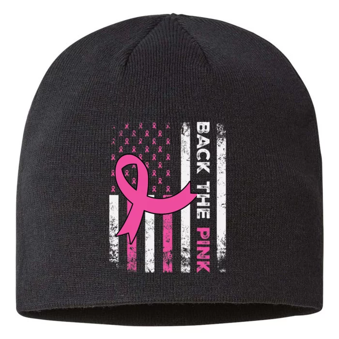 Back The Ribbon American Flag Breast Cancer Awareness 8 1/2in Sustainable Knit Beanie