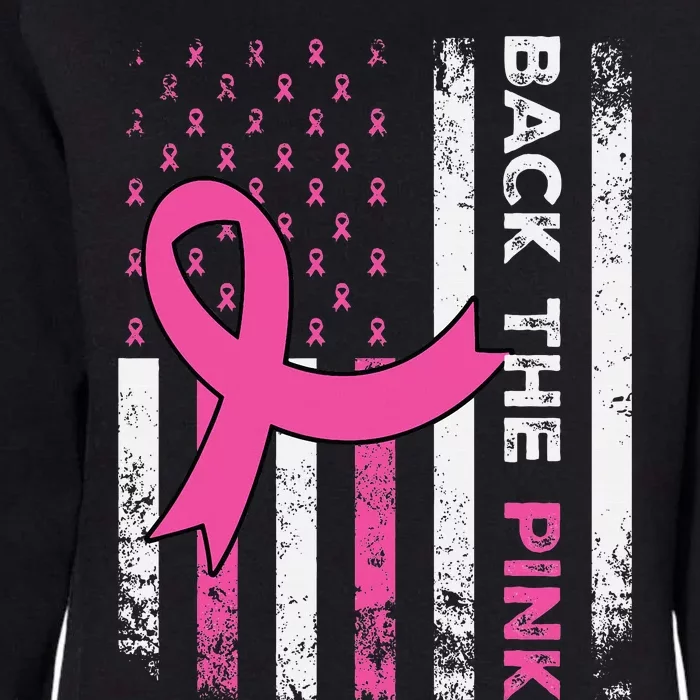 Back The Ribbon American Flag Breast Cancer Awareness Womens California Wash Sweatshirt