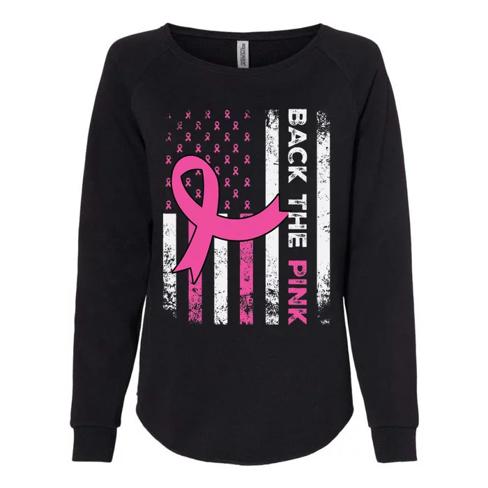 Back The Ribbon American Flag Breast Cancer Awareness Womens California Wash Sweatshirt