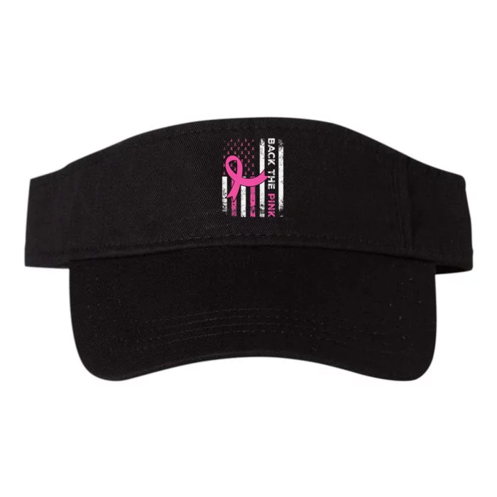 Back The Ribbon American Flag Breast Cancer Awareness Valucap Bio-Washed Visor