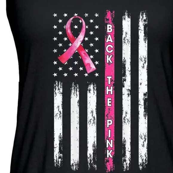 Back The Ribbon Breast Cancer Awareness Ladies Essential Flowy Tank