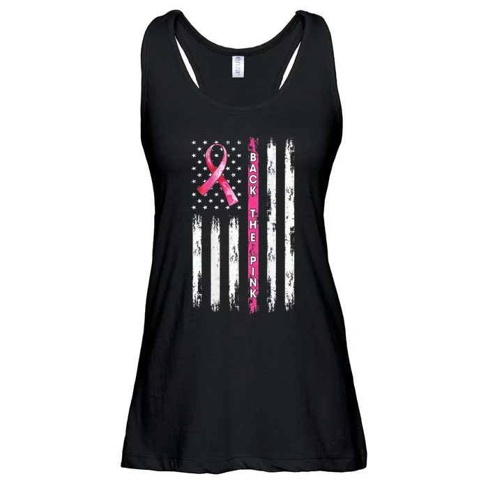 Back The Ribbon Breast Cancer Awareness Ladies Essential Flowy Tank