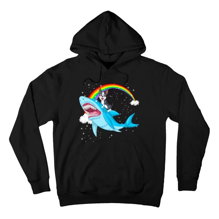 Boston Terrier Riding Shark Hoodie