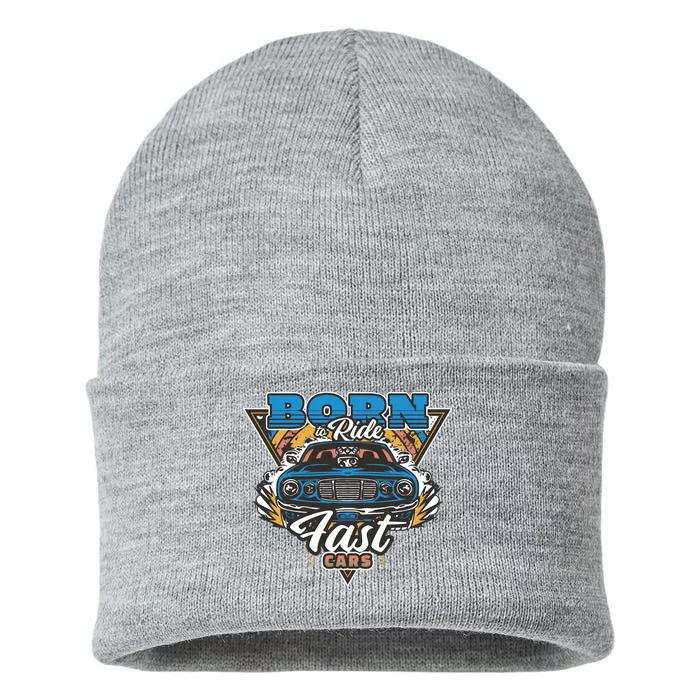 Born To Ride Fast Cars Sustainable Knit Beanie