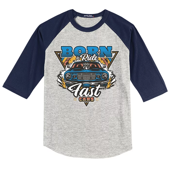 Born To Ride Fast Cars Kids Colorblock Raglan Jersey