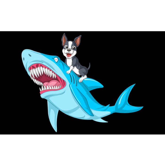 Boston Terrier Riding Shark Bumper Sticker