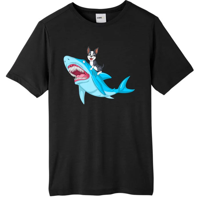 Boston Terrier Riding Shark ChromaSoft Performance T-Shirt