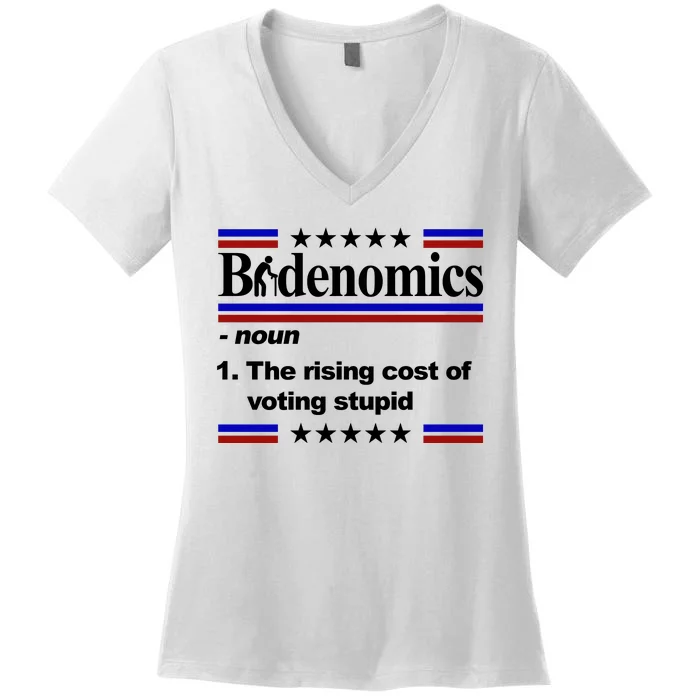 Bidenomics The Rising Cost Of Voting Stupid Funny Anti Joe Biden Women's V-Neck T-Shirt