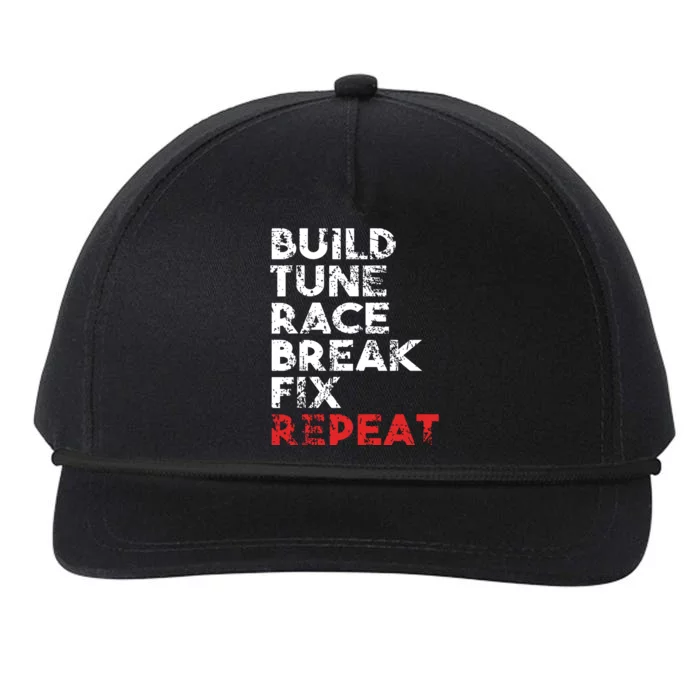 Build Tune Race Break Fix Repeat Men Car Snapback Five-Panel Rope Hat