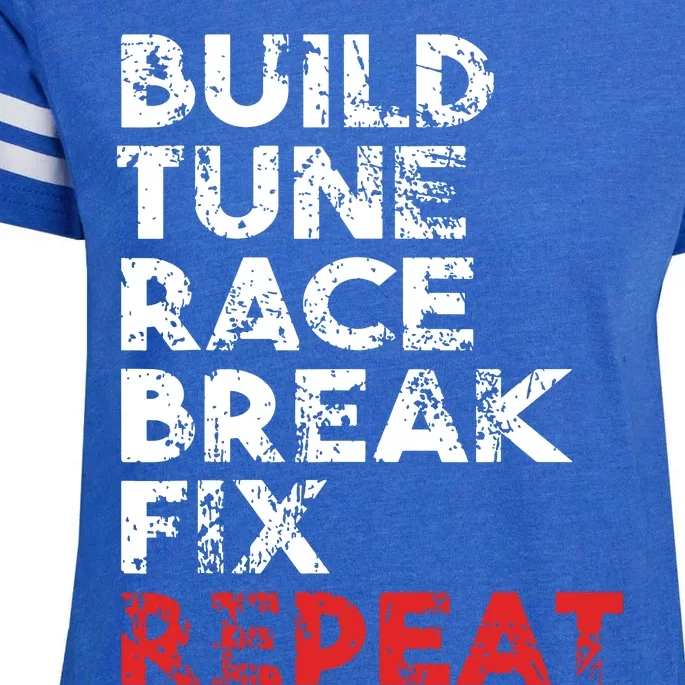 Build Tune Race Break Fix Repeat Men Car Enza Ladies Jersey Football T-Shirt