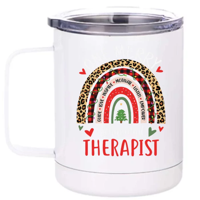 Behavioral Therapist Rainbow Christmas ABA Therapy Front & Back 12oz Stainless Steel Tumbler Cup