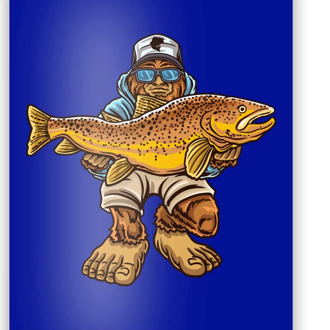 Brown Trout River Fishing Bigfoot Hunting Fisher Cute Gift Poster