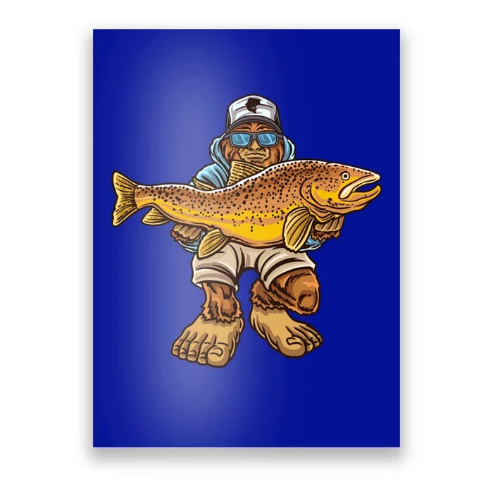 Brown Trout River Fishing Bigfoot Hunting Fisher Cute Gift Poster