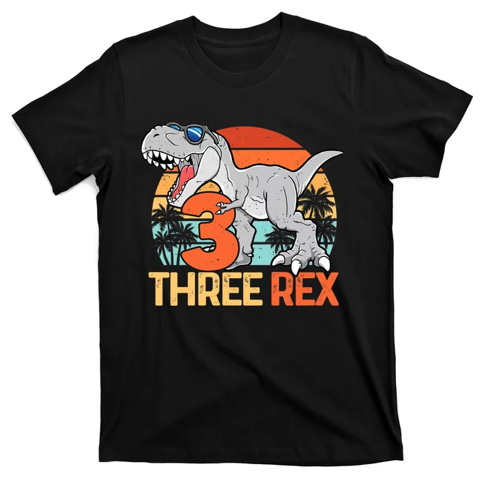 Boy Three Rex 3rd Birthday Third Dinosaur 3 Year Old T-Shirt