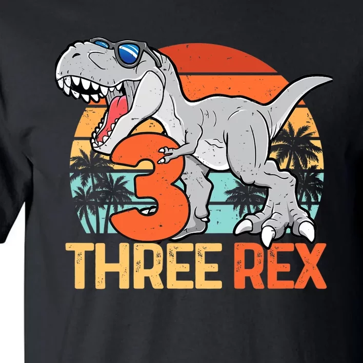 Boy Three Rex 3rd Birthday Third Dinosaur 3 Year Old Tall T-Shirt