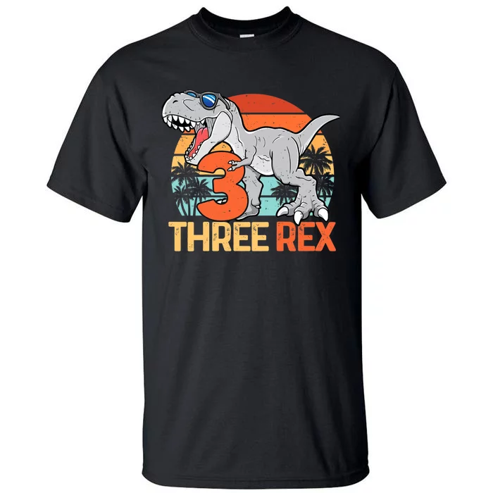 Boy Three Rex 3rd Birthday Third Dinosaur 3 Year Old Tall T-Shirt