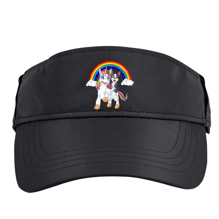 Boston Terrier Riding Unicorn Adult Drive Performance Visor