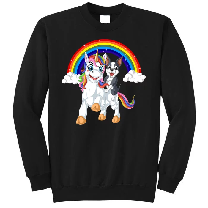 Boston Terrier Riding Unicorn Tall Sweatshirt